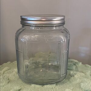Glass Storage Jar with Silver Lid like new made in USA